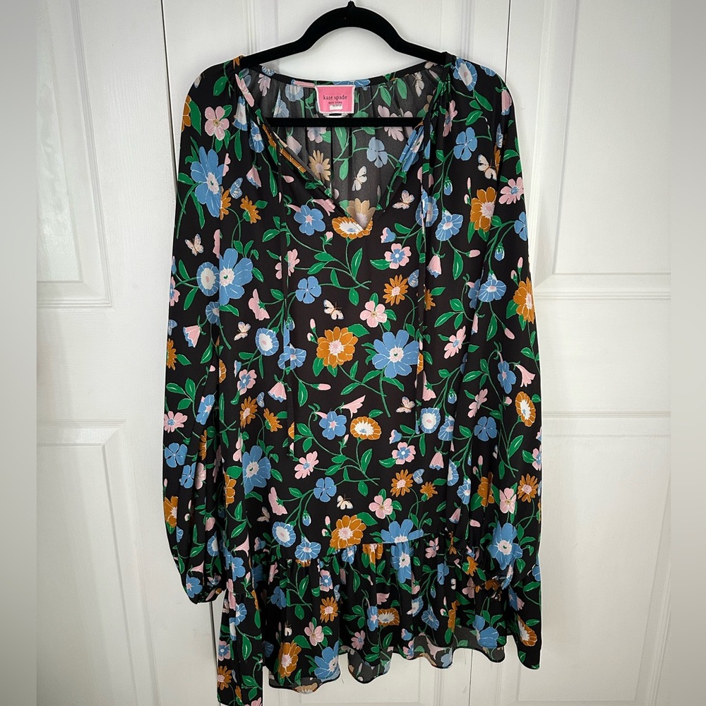 KATE SPADE - Floral long sleeve dress